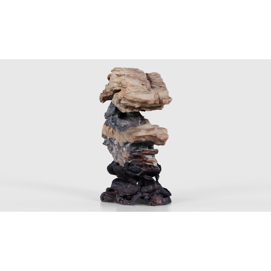 Suiseki Rock 09 3D Model – Low Poly Statue with PBR Textures, FBX - View 27