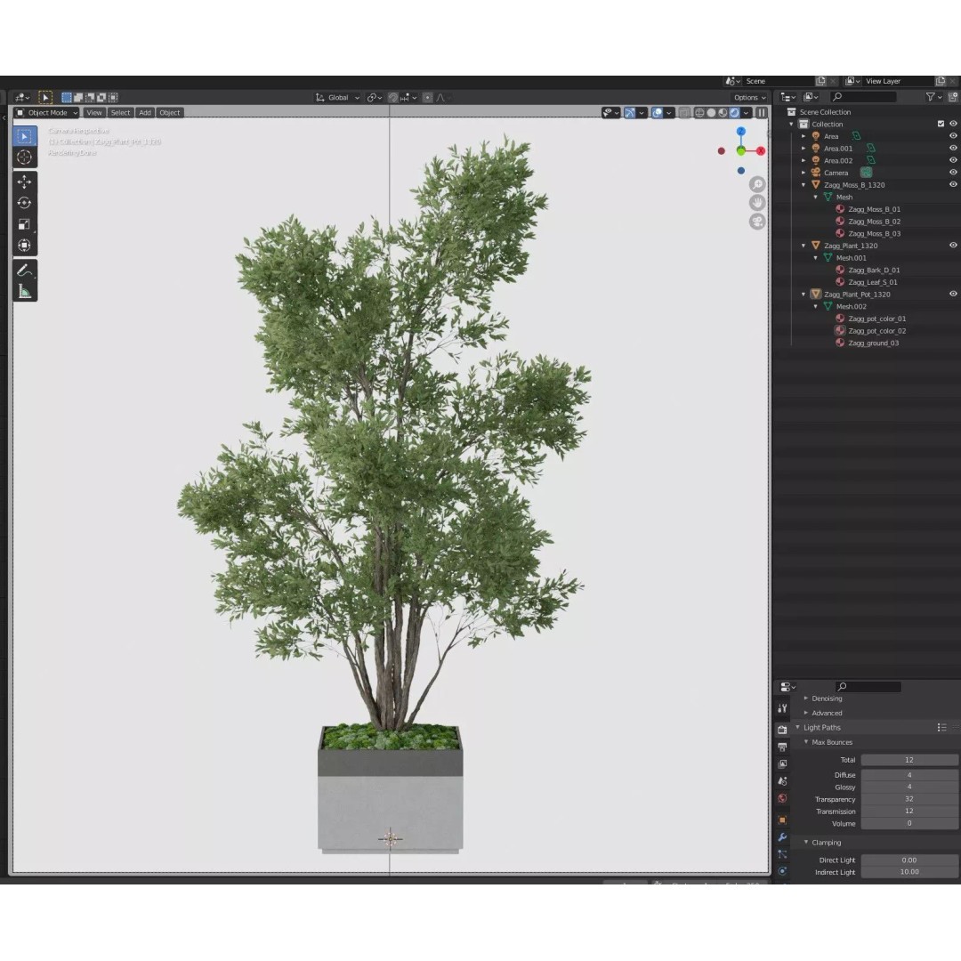 Plant 1320 3D Model – High Quality PBR Pot Plant for Archviz - View 8