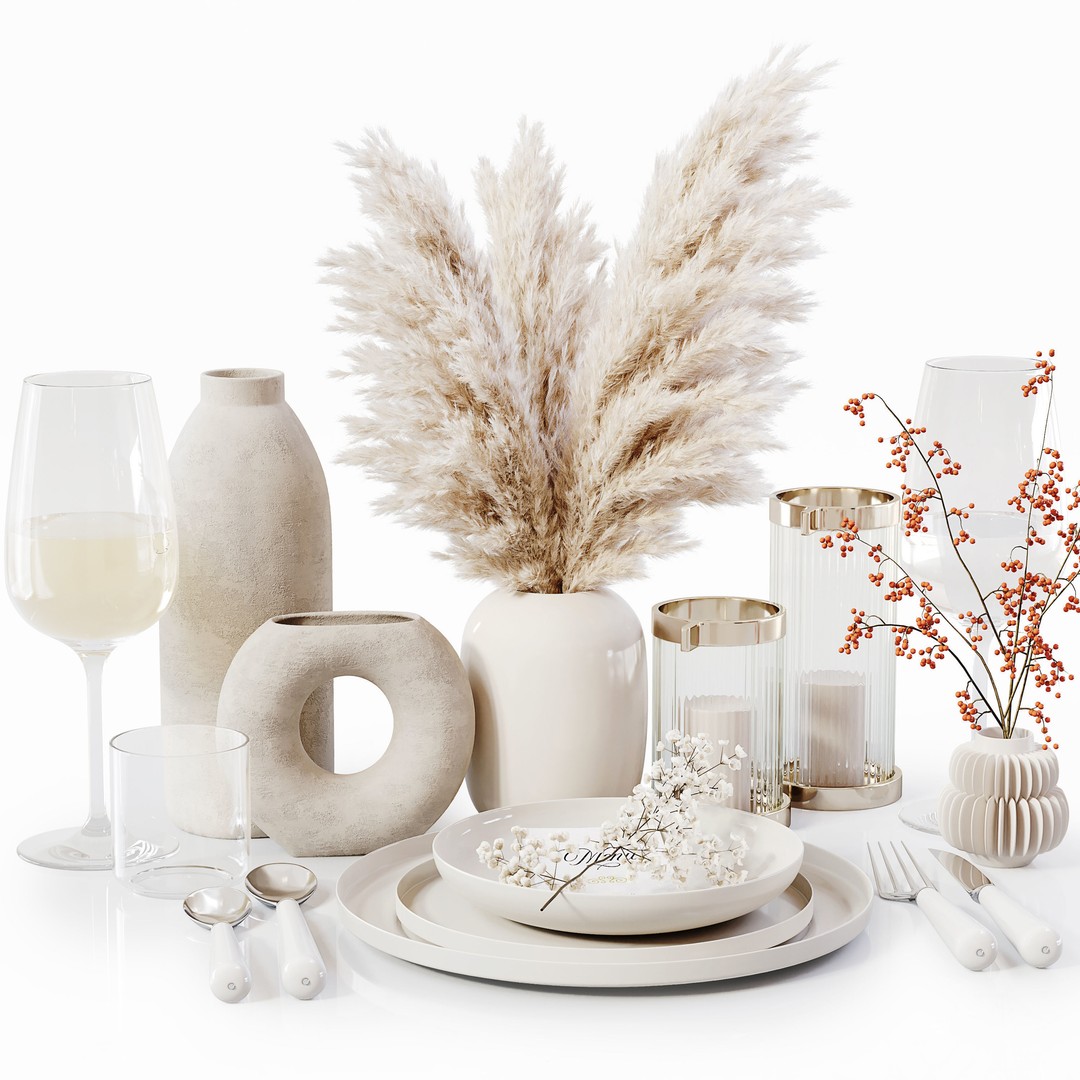 Table Setting 3D Model – Low Poly Interior Asset, FBX and OBJ - View 3