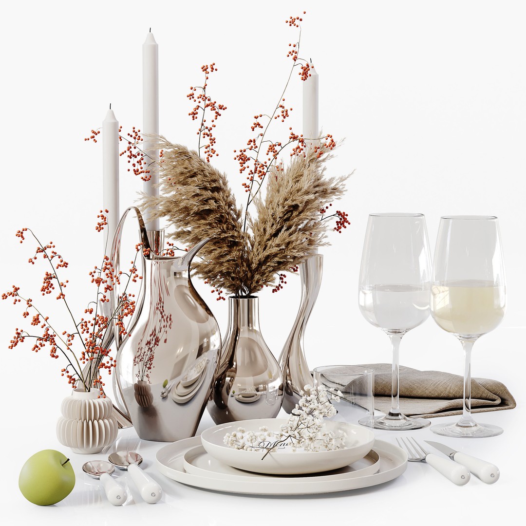 Table Setting 3D Model – Low Poly Interior Asset, FBX and OBJ - View 5