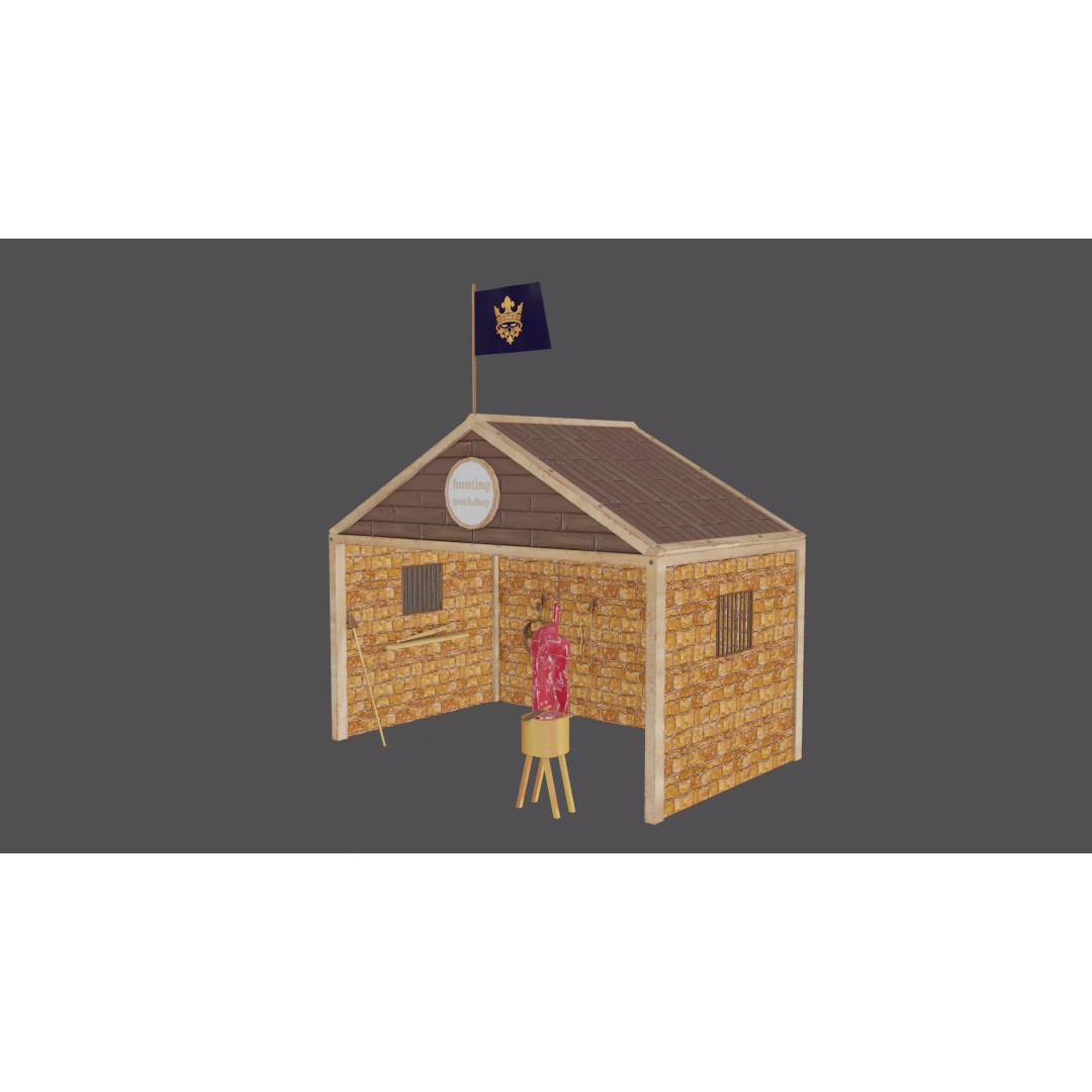 Hunting Workshop 3D Model – Stylized Low Poly Game Asset, FBX - View 2