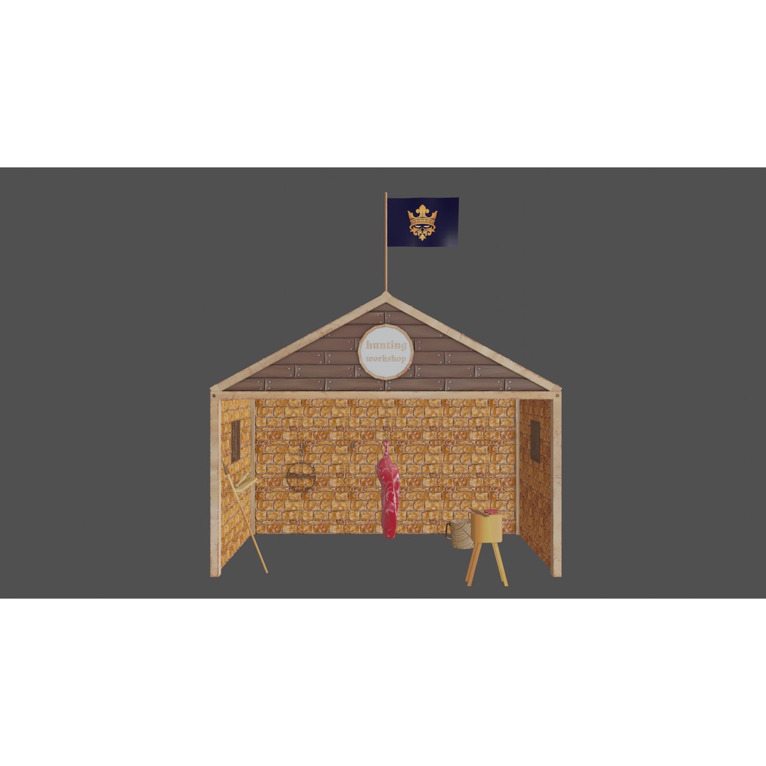 Hunting Workshop 3D Model – Stylized Low Poly Game Asset, FBX - View 3