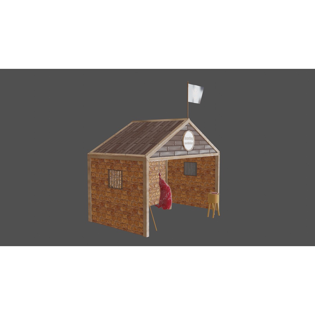 Hunting Workshop 3D Model – Stylized Low Poly Game Asset, FBX - View 4