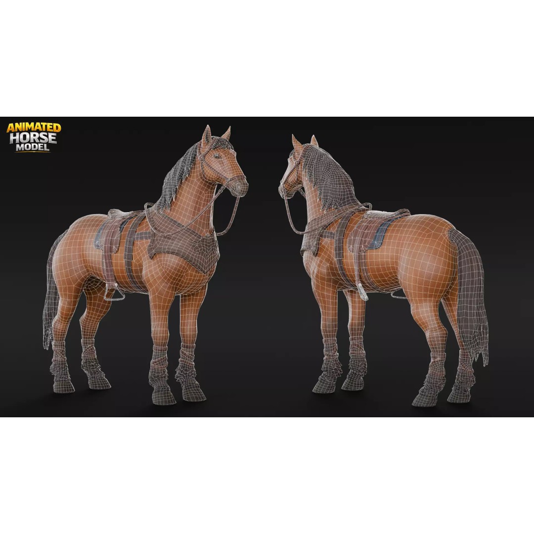 Animated Horses 3D Model – Low Poly Game Ready Asset, FBX & Blender - View 6