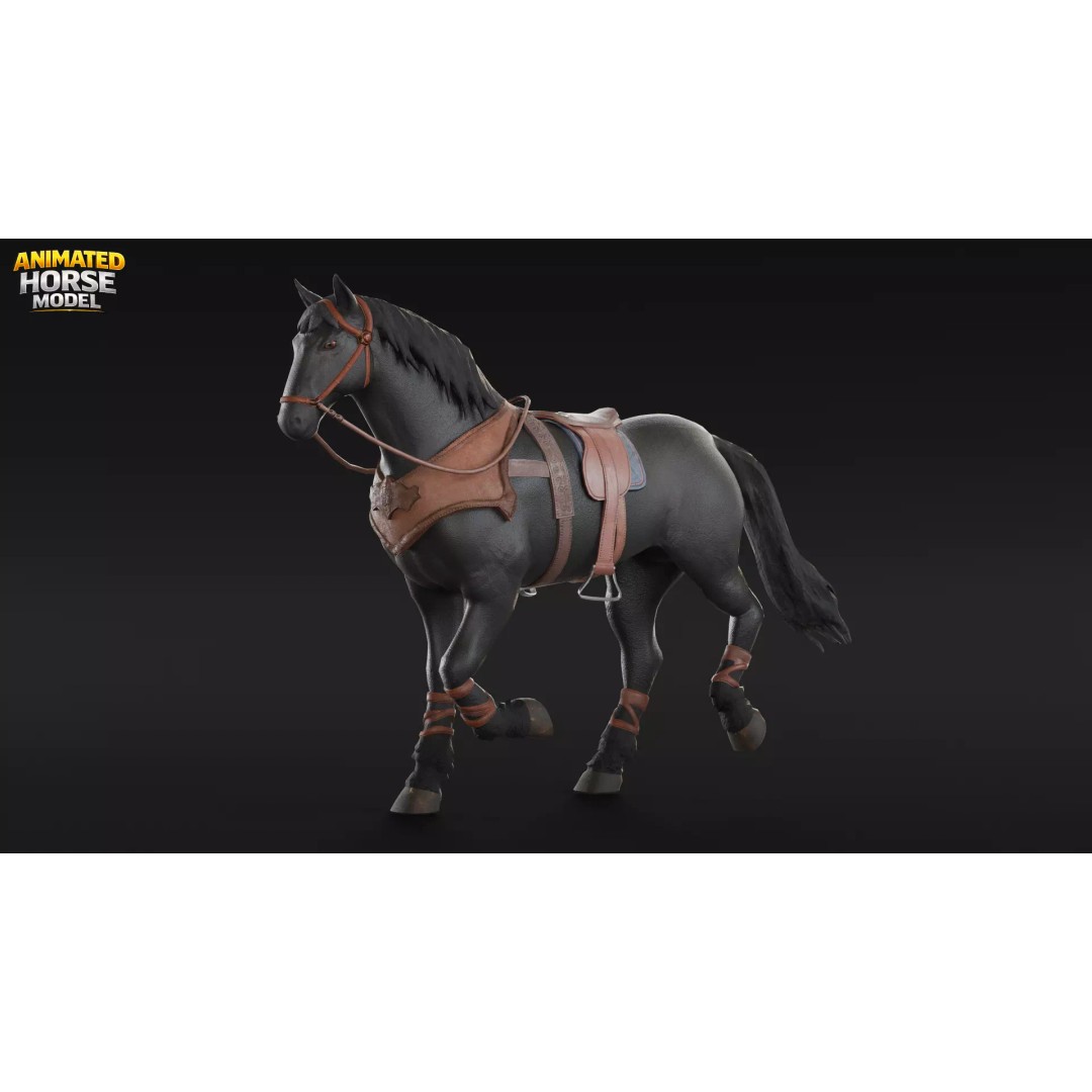 Animated Horses 3D Model – Low Poly Game Ready Asset, FBX & Blender - View 7