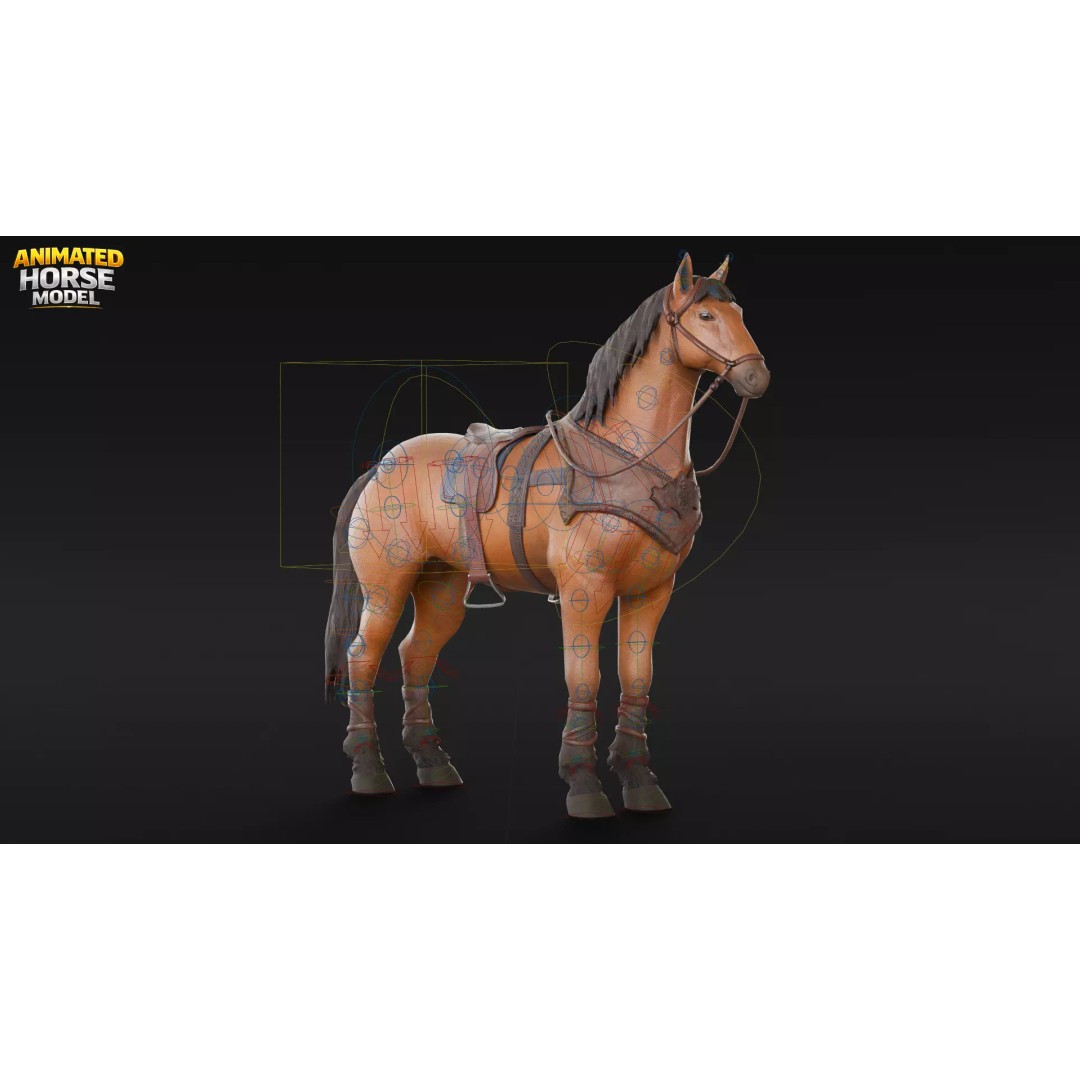 Animated Horses 3D Model – Low Poly Game Ready Asset, FBX & Blender - View 8