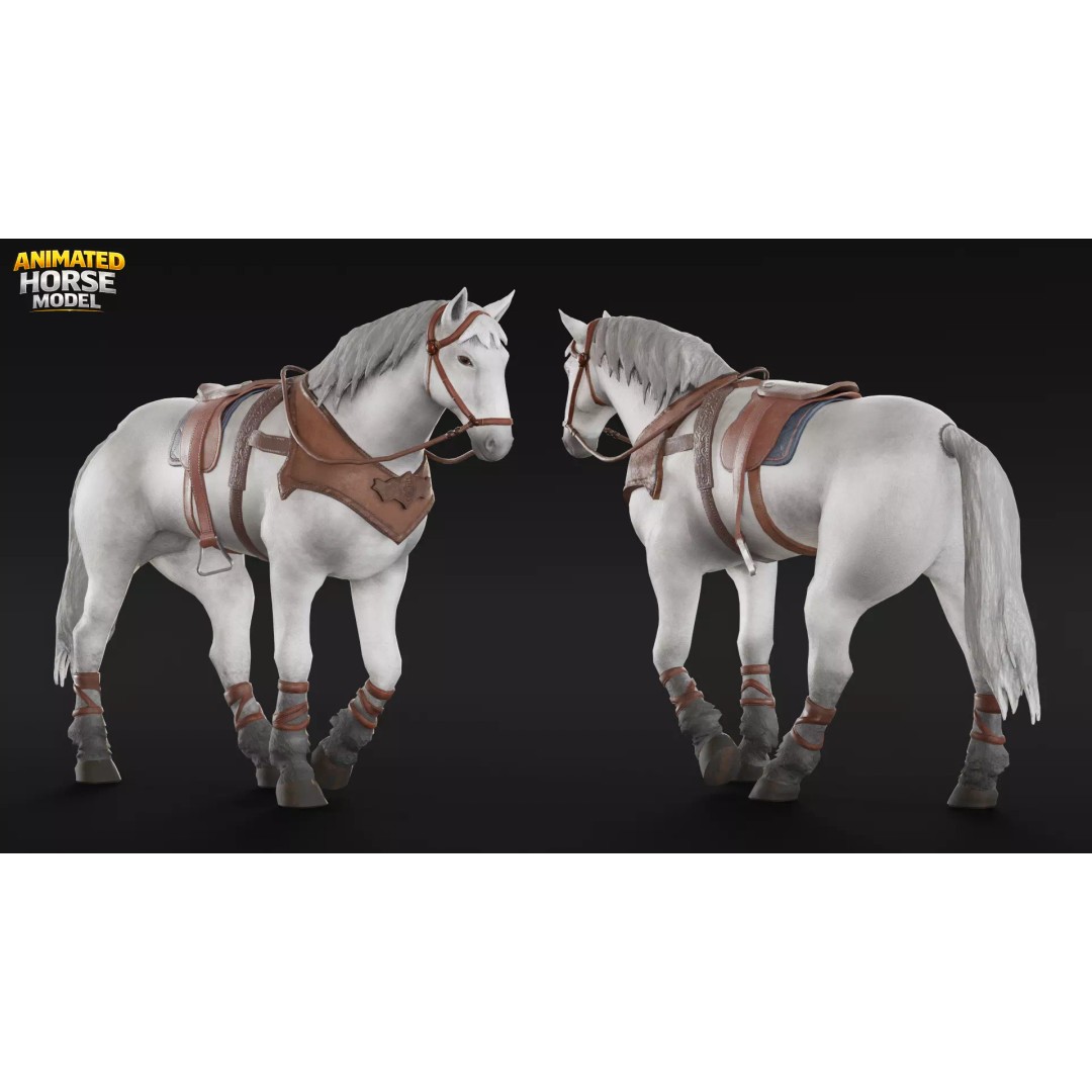 Animated Horses 3D Model – Low Poly Game Ready Asset, FBX & Blender - View 9