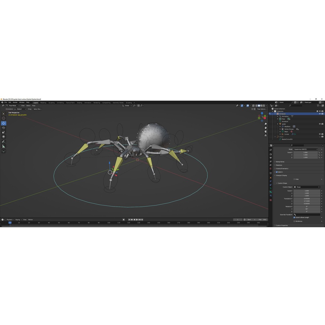 Spider 3D Model – Rigged Low-Poly PBR Asset for Animation - View 20