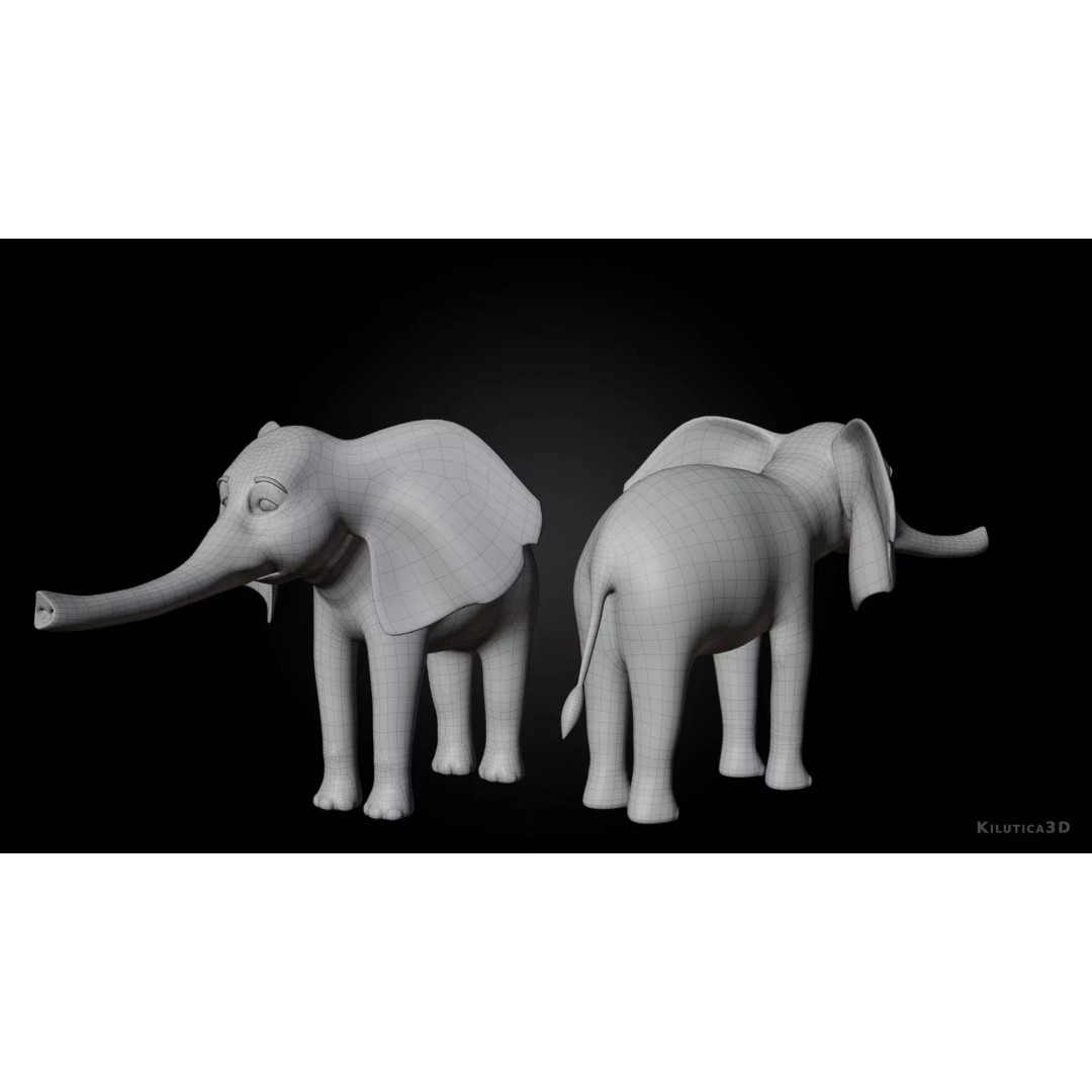 Stylized Elephant Calf 3D Model – Rigged Low-Poly Game Asset, FBX - View 10