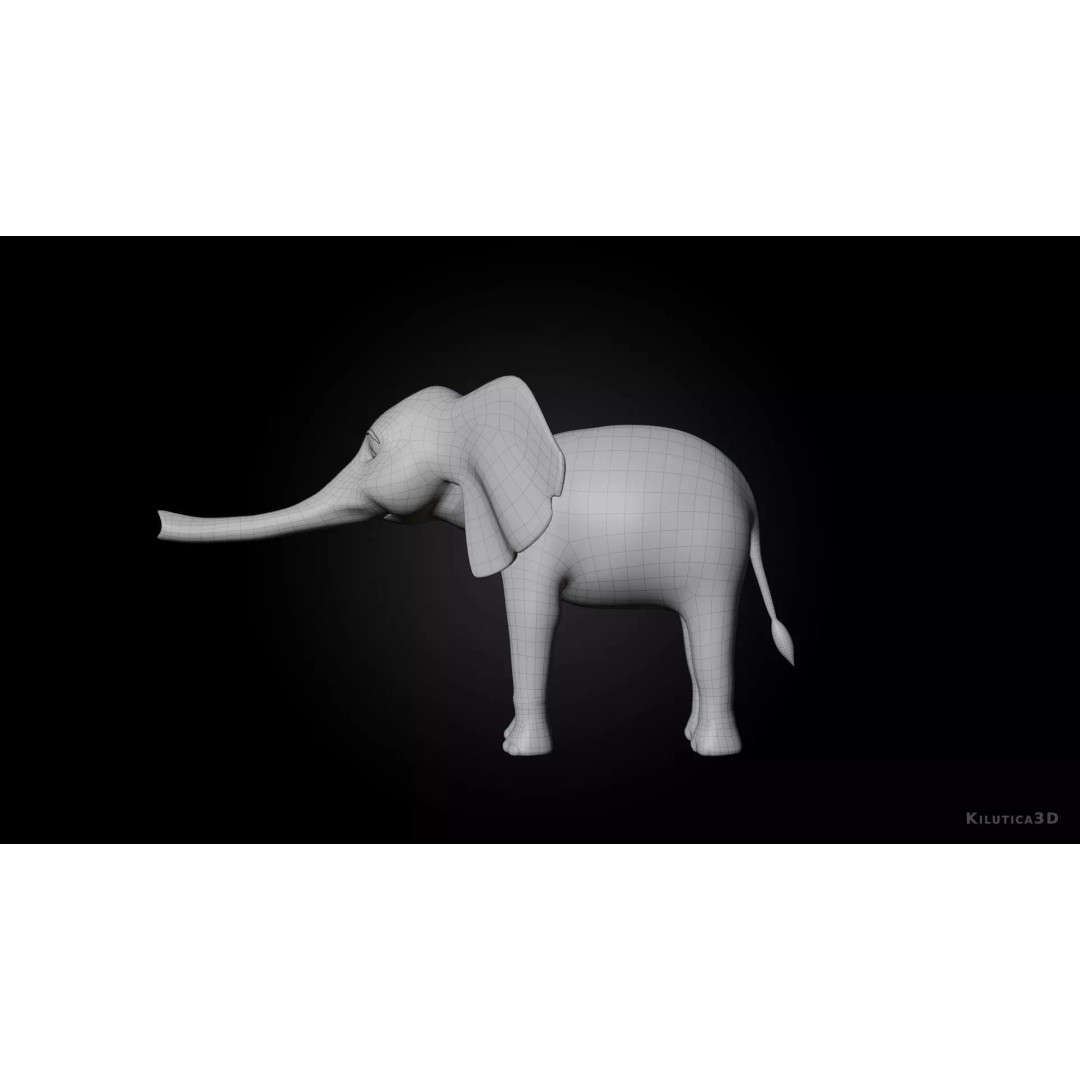 Stylized Elephant Calf 3D Model – Rigged Low-Poly Game Asset, FBX - View 11