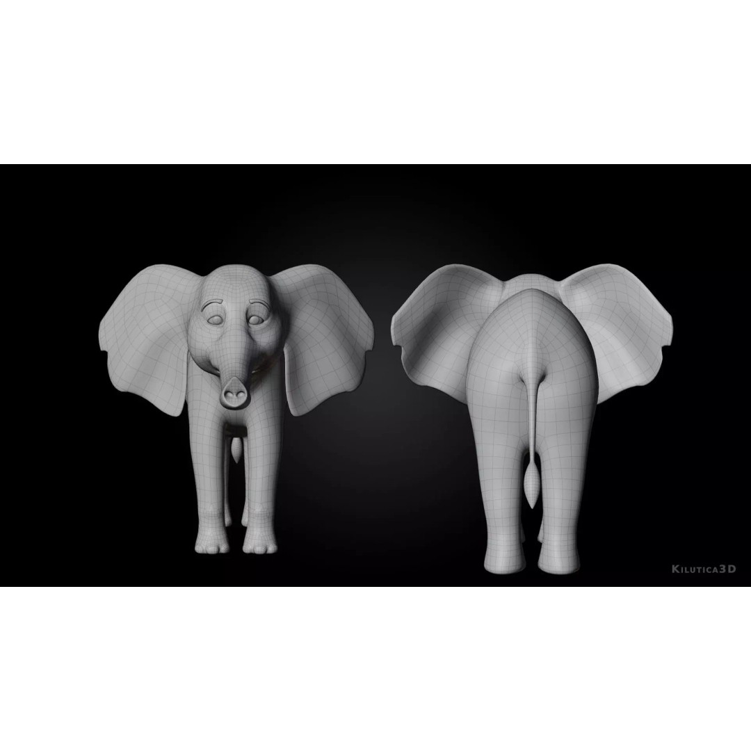 Stylized Elephant Calf 3D Model – Rigged Low-Poly Game Asset, FBX - View 13