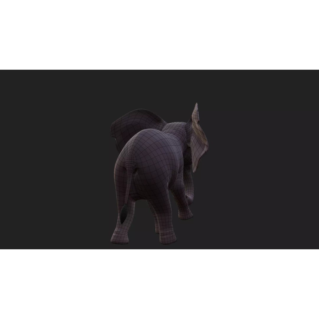 Stylized Elephant Calf 3D Model – Rigged Low-Poly Game Asset, FBX - View 15