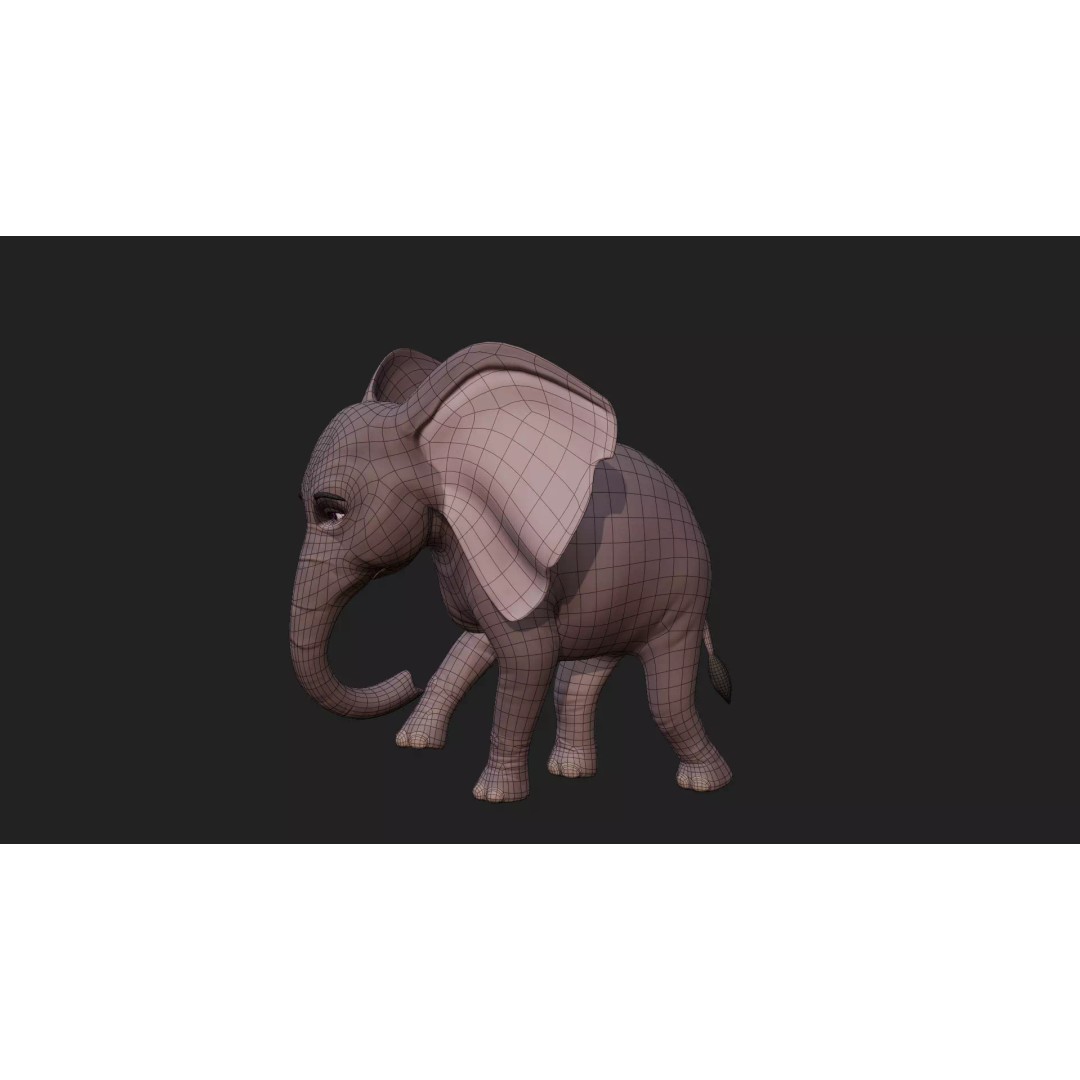 Stylized Elephant Calf 3D Model – Rigged Low-Poly Game Asset, FBX - View 16
