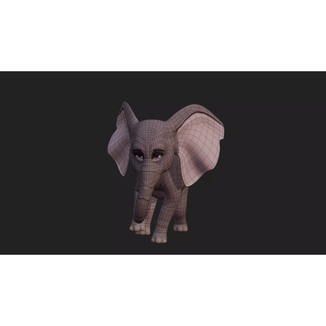 Stylized Elephant Calf 3D Model – Rigged Low-Poly Game Asset, FBX - View 17
