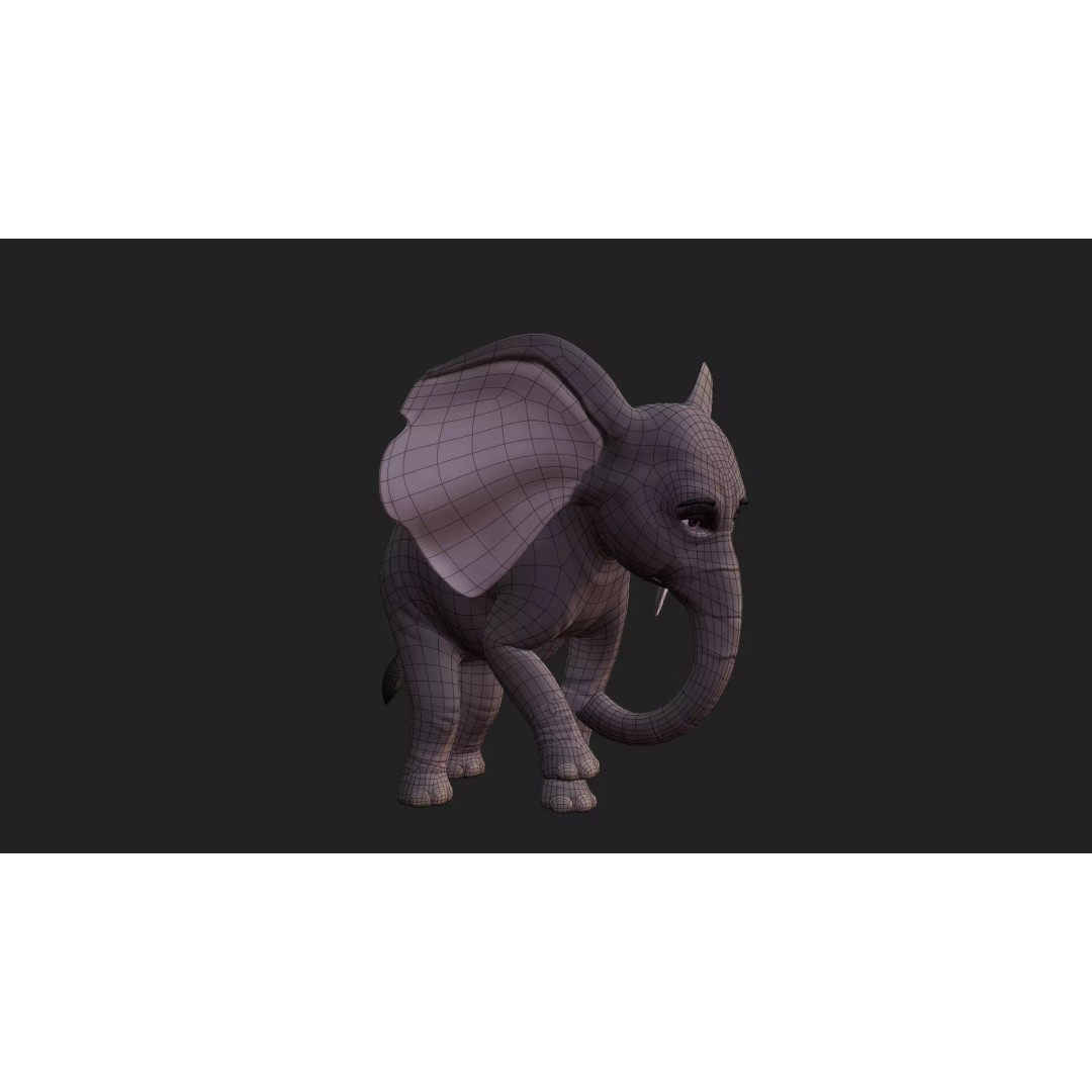 Stylized Elephant Calf 3D Model – Rigged Low-Poly Game Asset, FBX - View 18