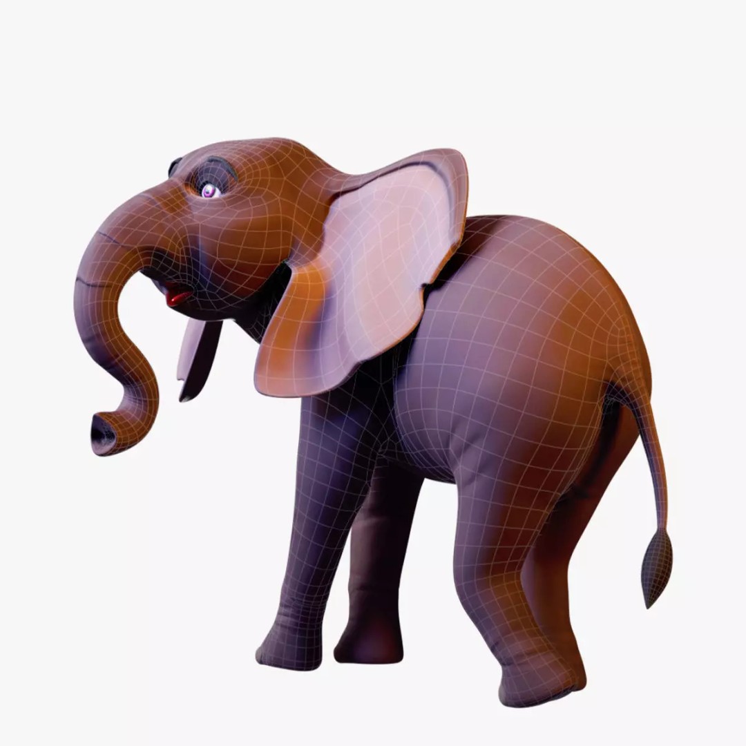 Stylized Elephant Calf 3D Model – Rigged Low-Poly Game Asset, FBX - View 2