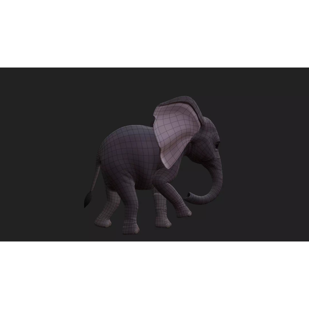 Stylized Elephant Calf 3D Model – Rigged Low-Poly Game Asset, FBX - View 20