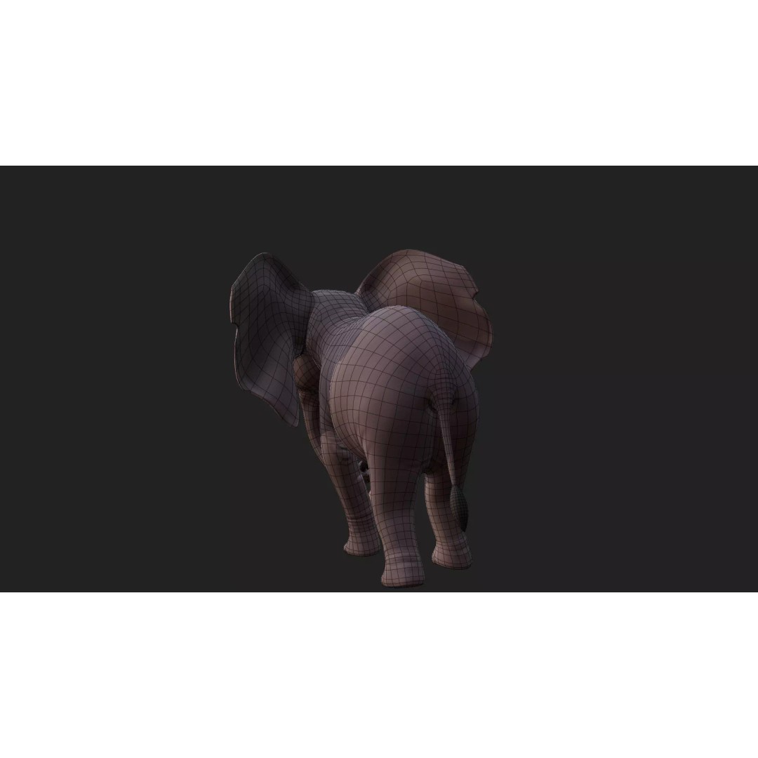 Stylized Elephant Calf 3D Model – Rigged Low-Poly Game Asset, FBX - View 21