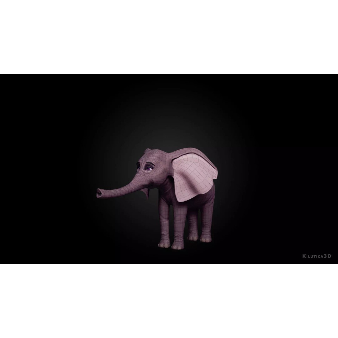 Stylized Elephant Calf 3D Model – Rigged Low-Poly Game Asset, FBX - View 5