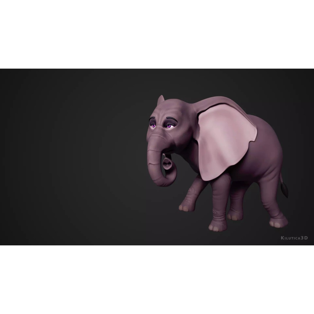 Stylized Elephant Calf 3D Model – Rigged Low-Poly Game Asset, FBX - View 6