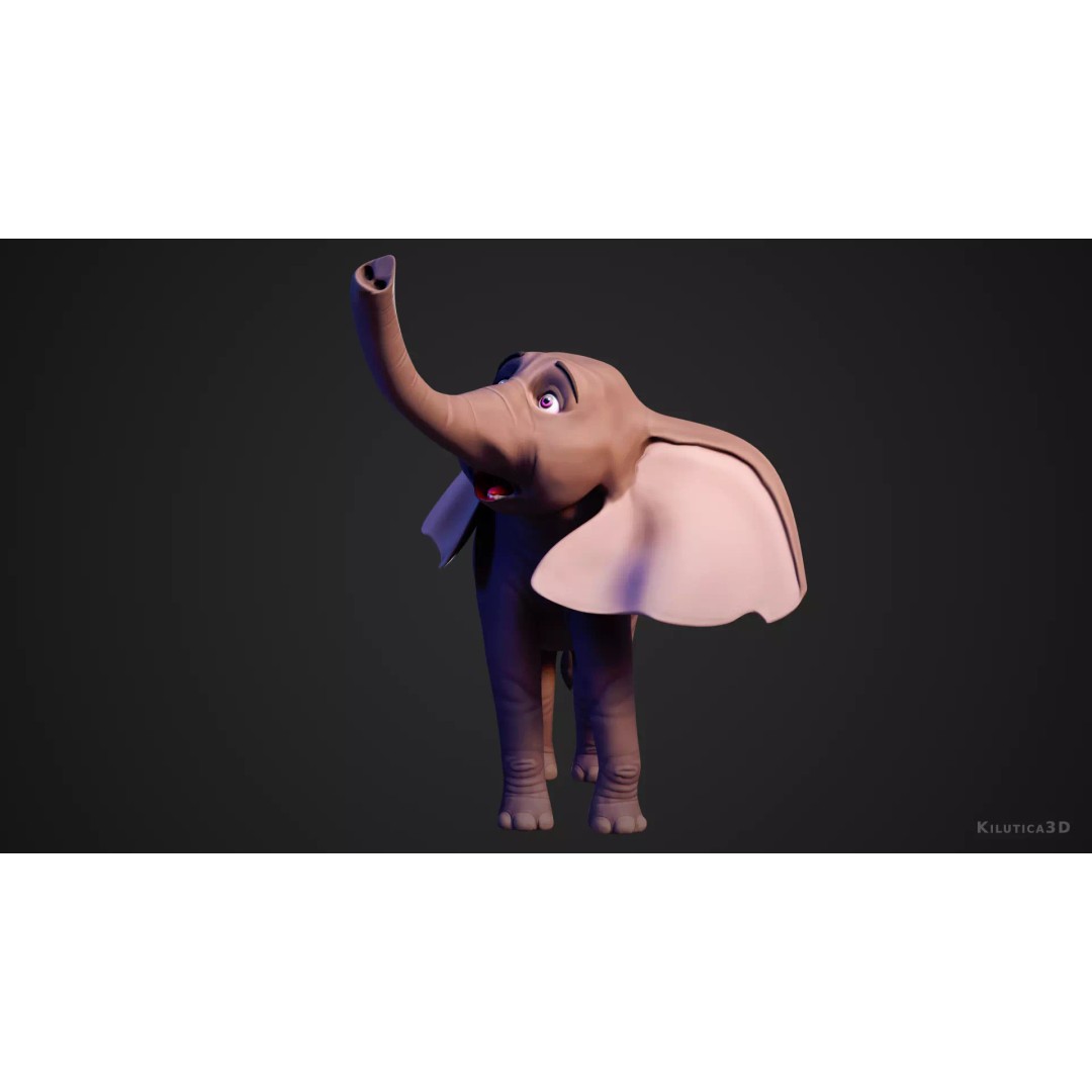 Stylized Elephant Calf 3D Model – Rigged Low-Poly Game Asset, FBX - View 7