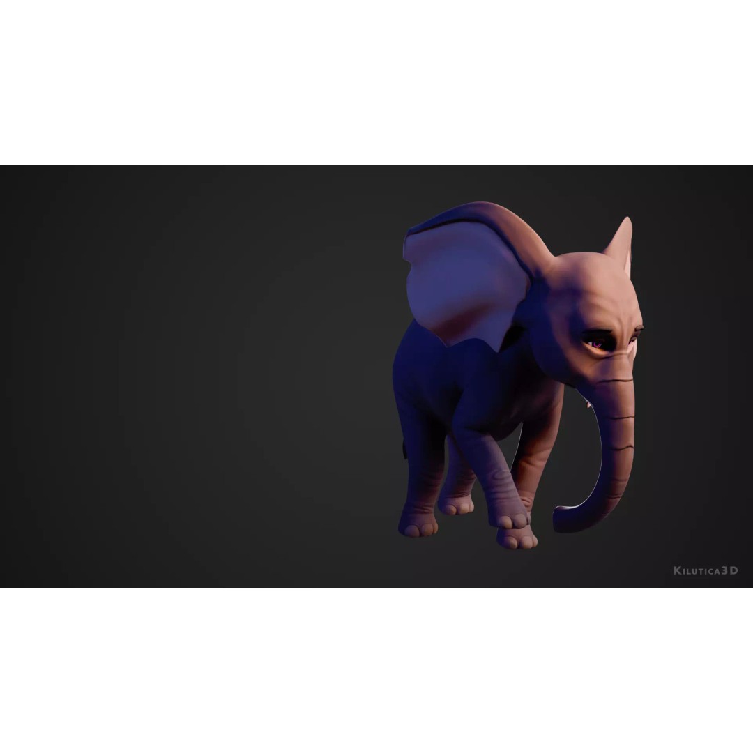Stylized Elephant Calf 3D Model – Rigged Low-Poly Game Asset, FBX - View 8