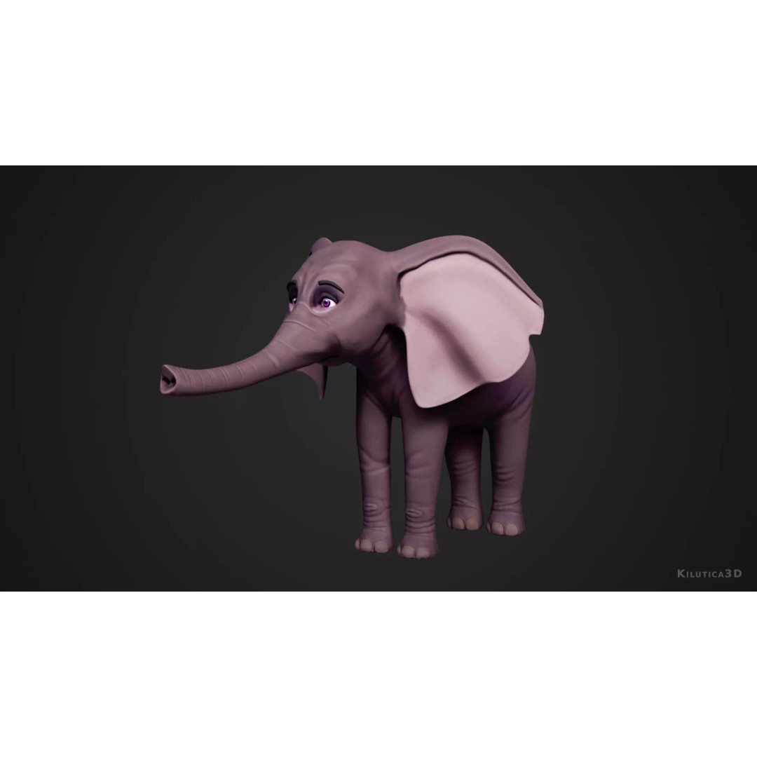 Stylized Elephant Calf 3D Model – Rigged Low-Poly Game Asset, FBX - View 9