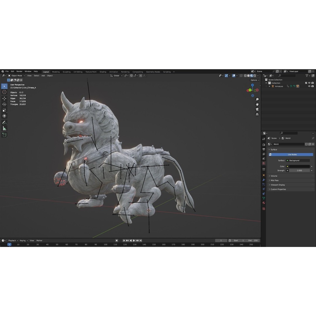 Lion Chinese 3D Model – Rigged Animated Character, FBX, PBR Textures - View 19