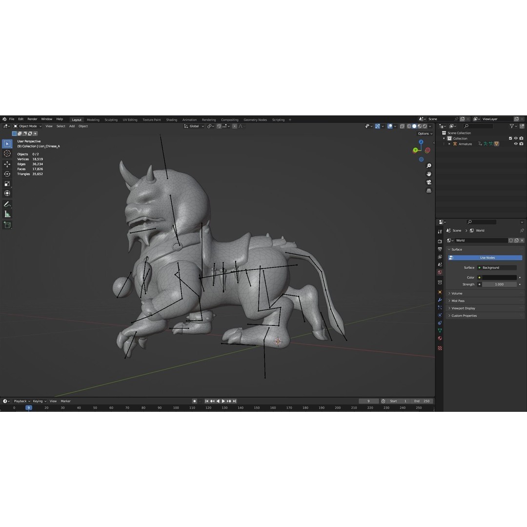 Lion Chinese 3D Model – Rigged Animated Character, FBX, PBR Textures - View 20