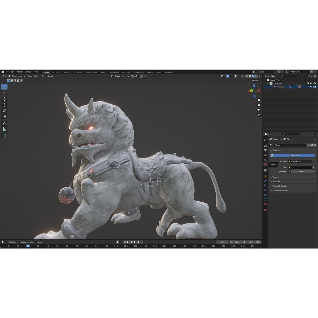 Lion Chinese 3D Model – Rigged Animated Character, FBX, PBR Textures - View 23