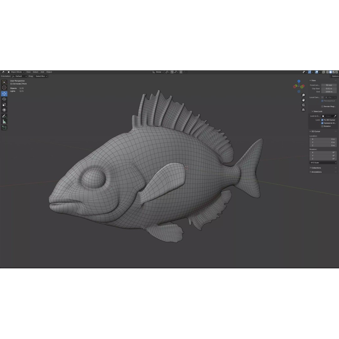 Pinfish 3D Model – Low Poly Game Asset, Blender & FBX Formats