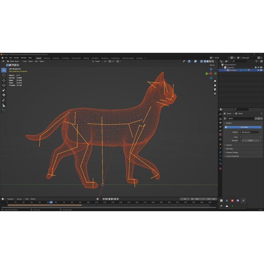 Leopard Cat 3D Model – Rigged PBR Animal Asset, FBX, Blender