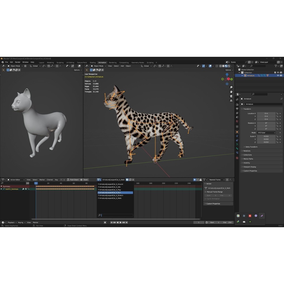 Leopard Cat 3D Model – Rigged PBR Animal Asset, FBX, Blender - View 13