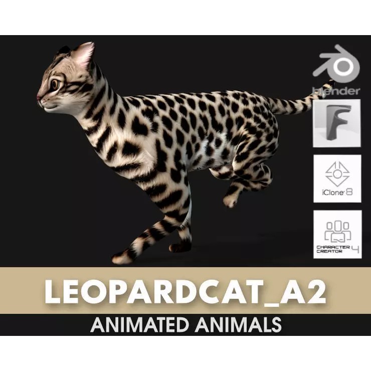 Leopard Cat 3D Model – Rigged PBR Animal Asset, FBX, Blender - View 2