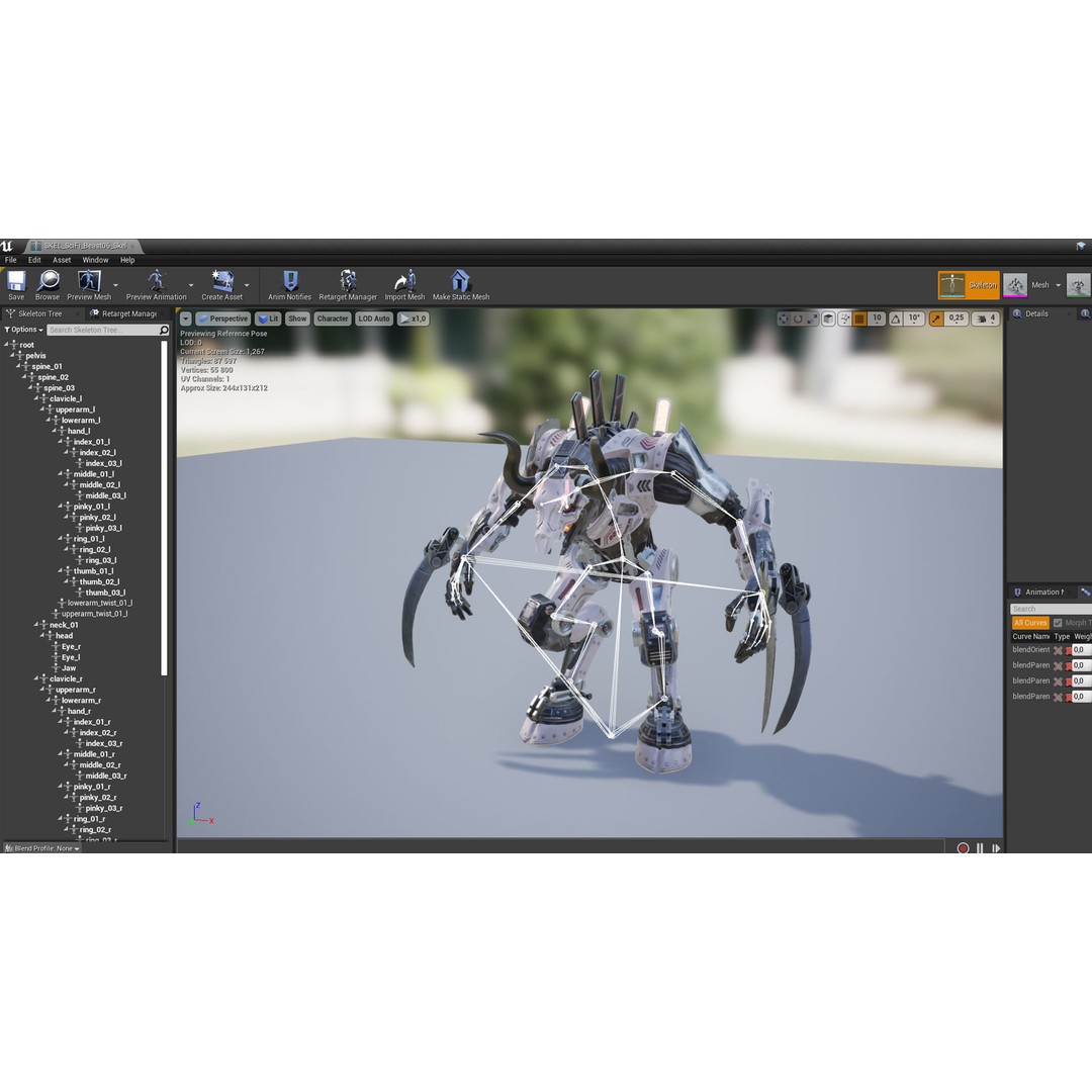 Sci-Fi Beast 3D Model – Low Poly Character with Animations, FBX