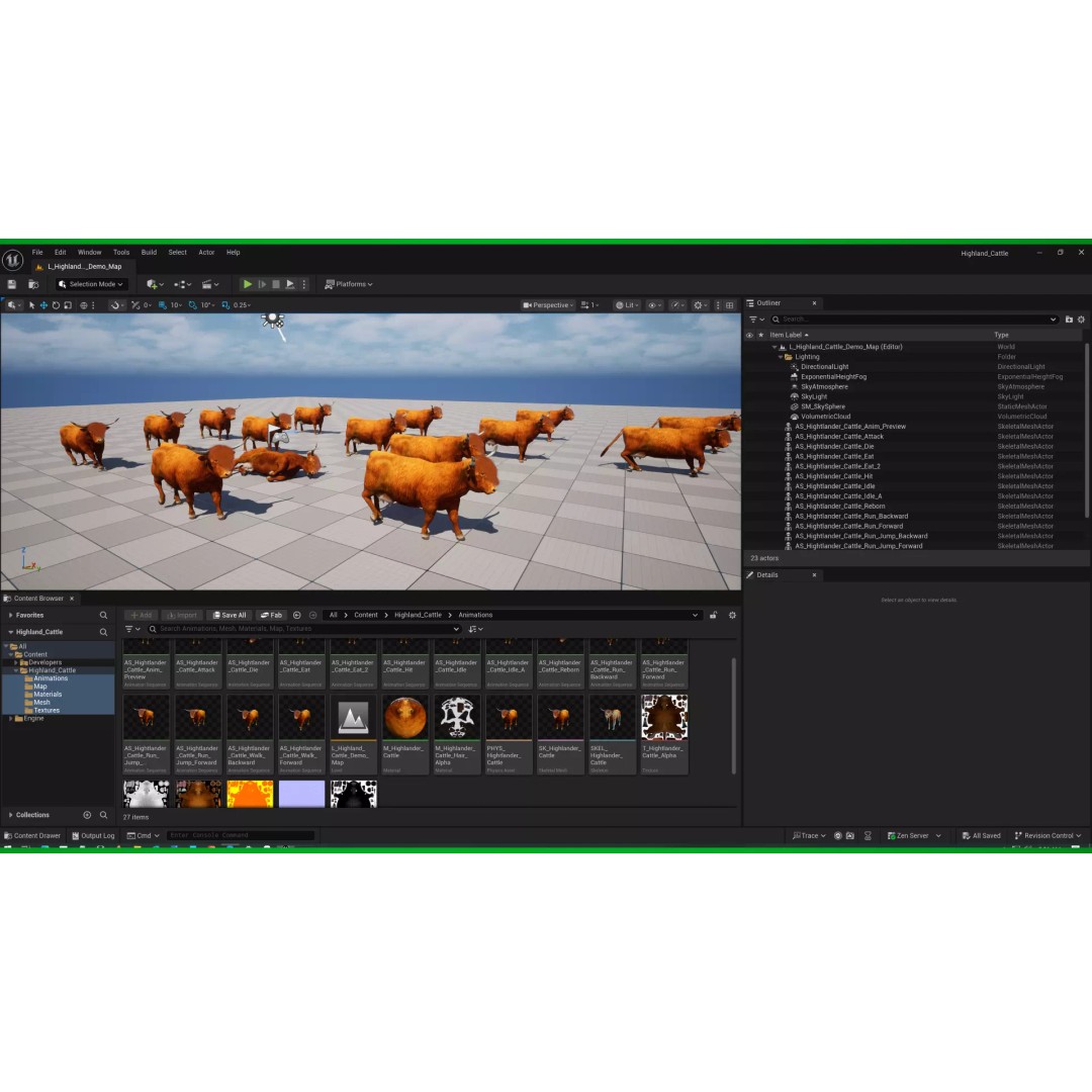 Highland Cattle 3D Model – Low Poly Game Ready Rigged Animal - View 3