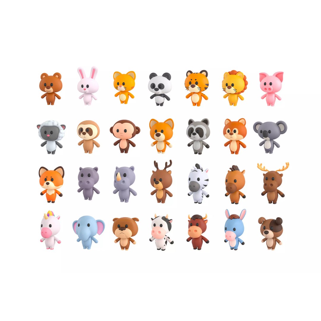 Cartoon Animal Character Pack 3D Model – 28 Cute Mammals, FBX - View 2