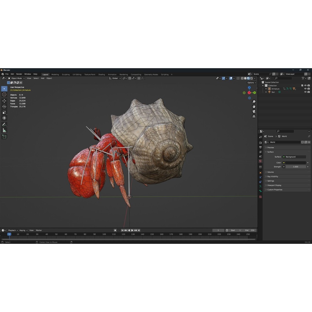 Hermit Crab 3D Model – Rigged Animated Asset with PBR Textures - View 15