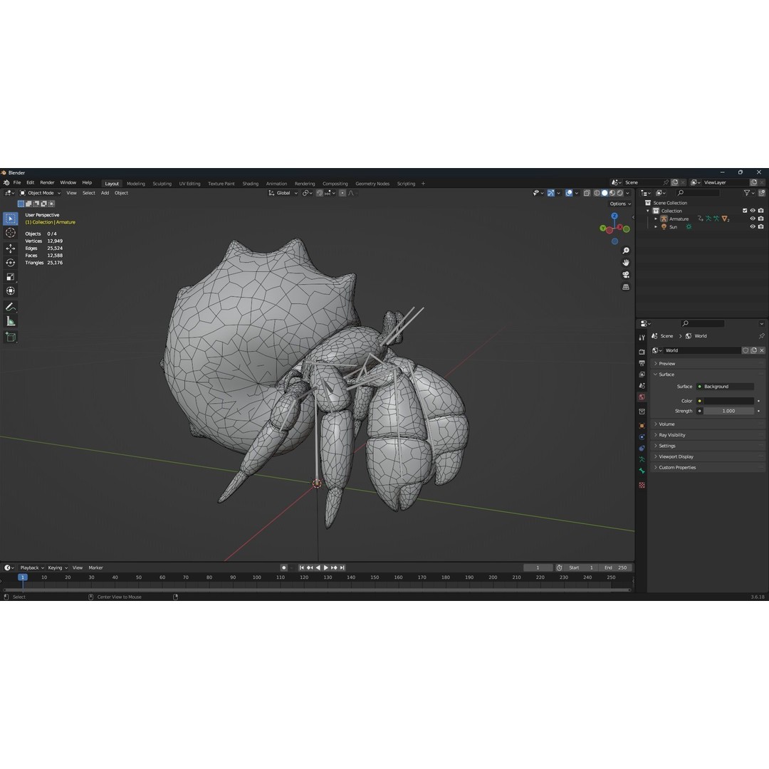 Hermit Crab 3D Model – Rigged Animated Asset with PBR Textures - View 16