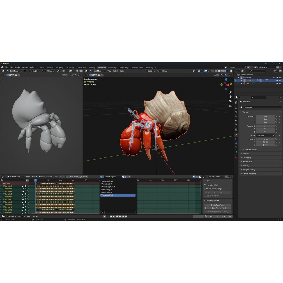 Hermit Crab 3D Model – Rigged Animated Asset with PBR Textures - View 18