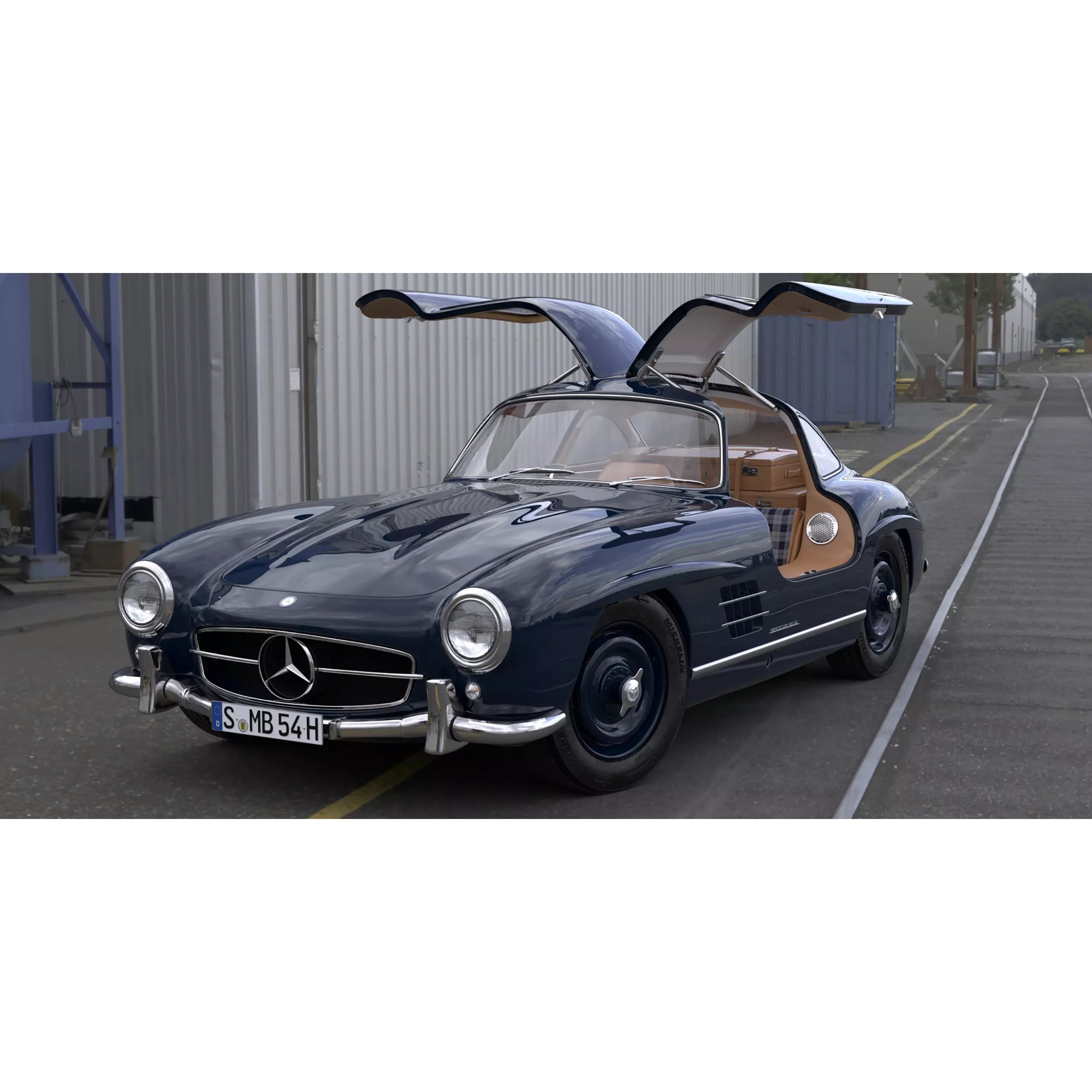Mercedes Benz 300 SL Gullwing - Game-Ready 3D Model - View 2
