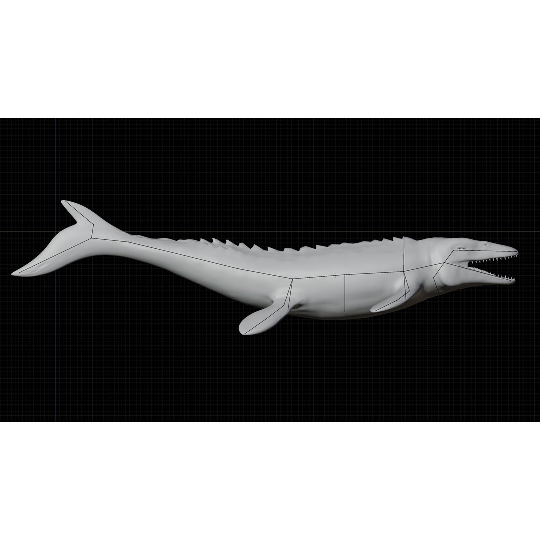 Mosasaurus 3D Model – Low Poly Rigged Sea Dinosaur, FBX - View 21