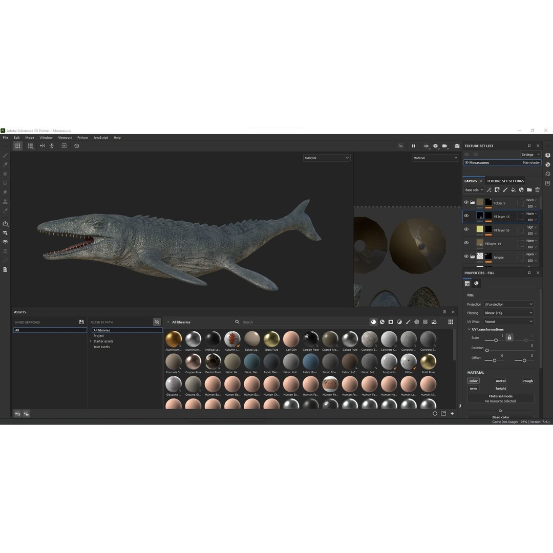 Mosasaurus 3D Model – Low Poly Rigged Sea Dinosaur, FBX - View 23