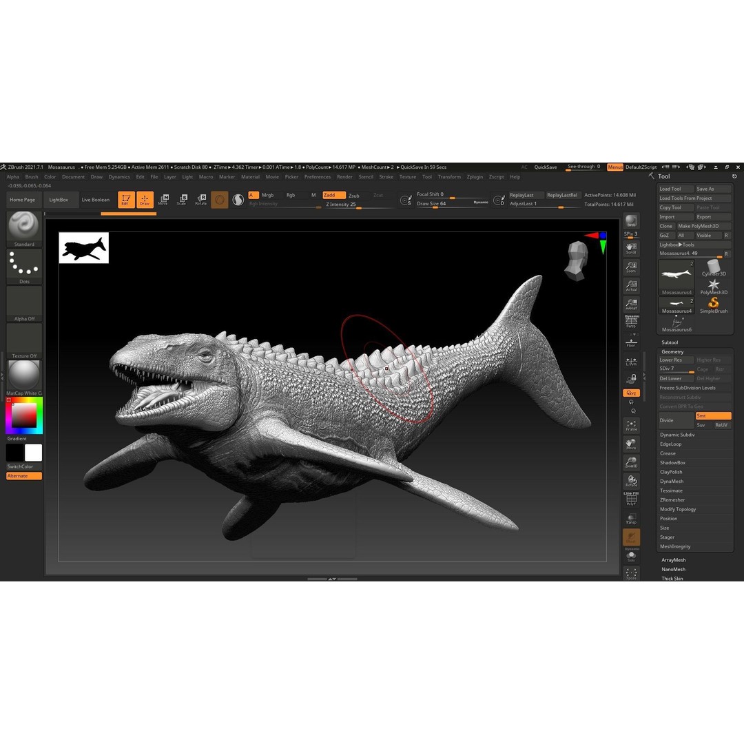 Mosasaurus 3D Model – Low Poly Rigged Sea Dinosaur, FBX - View 25