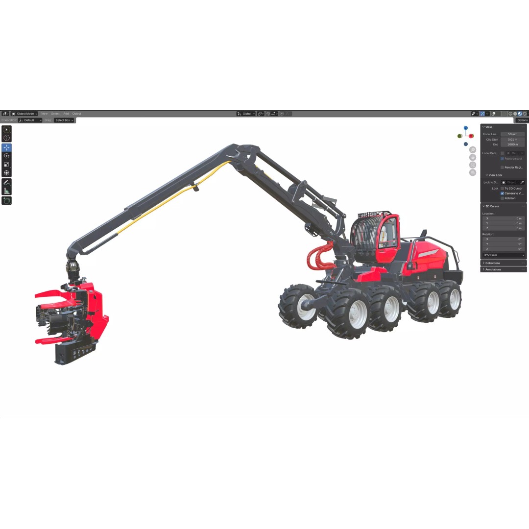 Forestry Wheeled Harvester 3D Model – Low Poly Game Asset, FBX, Blender