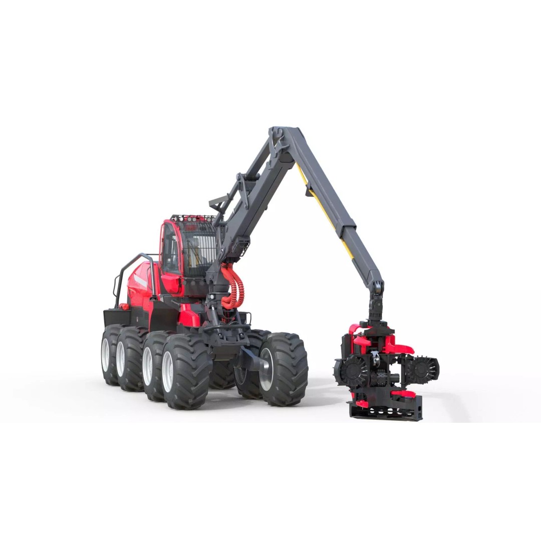 Forestry Wheeled Harvester 3D Model – Low Poly Game Asset, FBX, Blender - View 5
