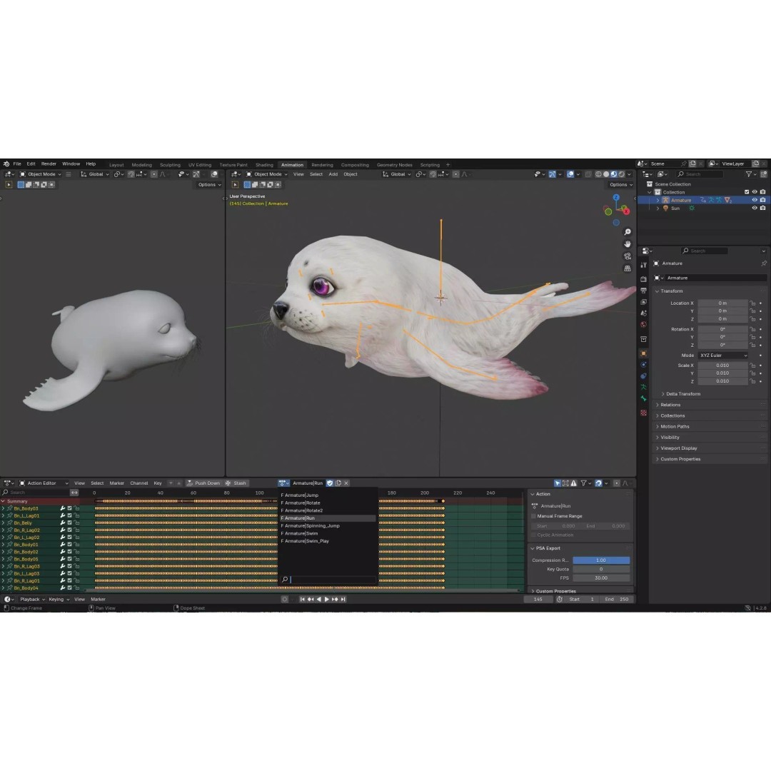Harp Seal 3D Model – Low Poly Rigged Animal for Animation