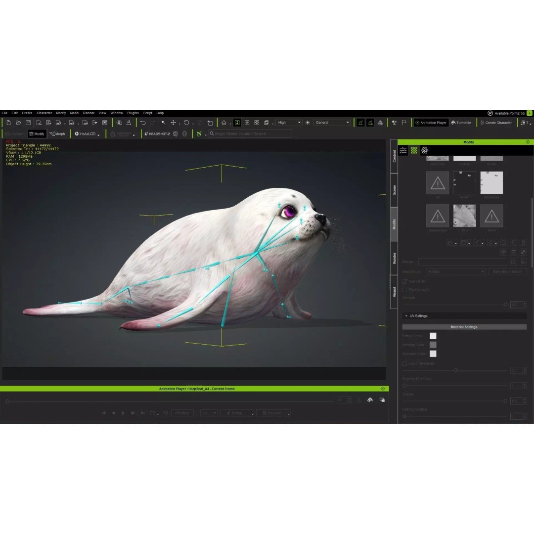 Harp Seal 3D Model – Low Poly Rigged Animal for Animation - View 19
