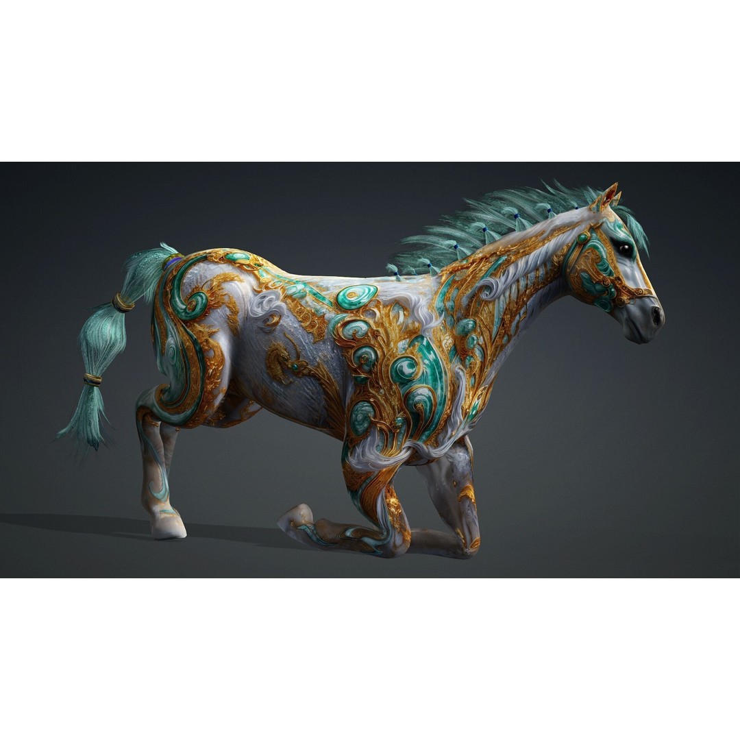 Horse 3D Model – Rigged PBR Animal Asset for Animation - View 10