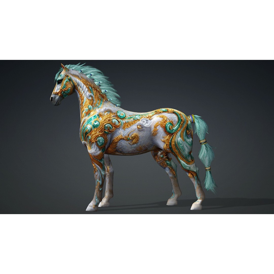 Horse 3D Model – Rigged PBR Animal Asset for Animation - View 12